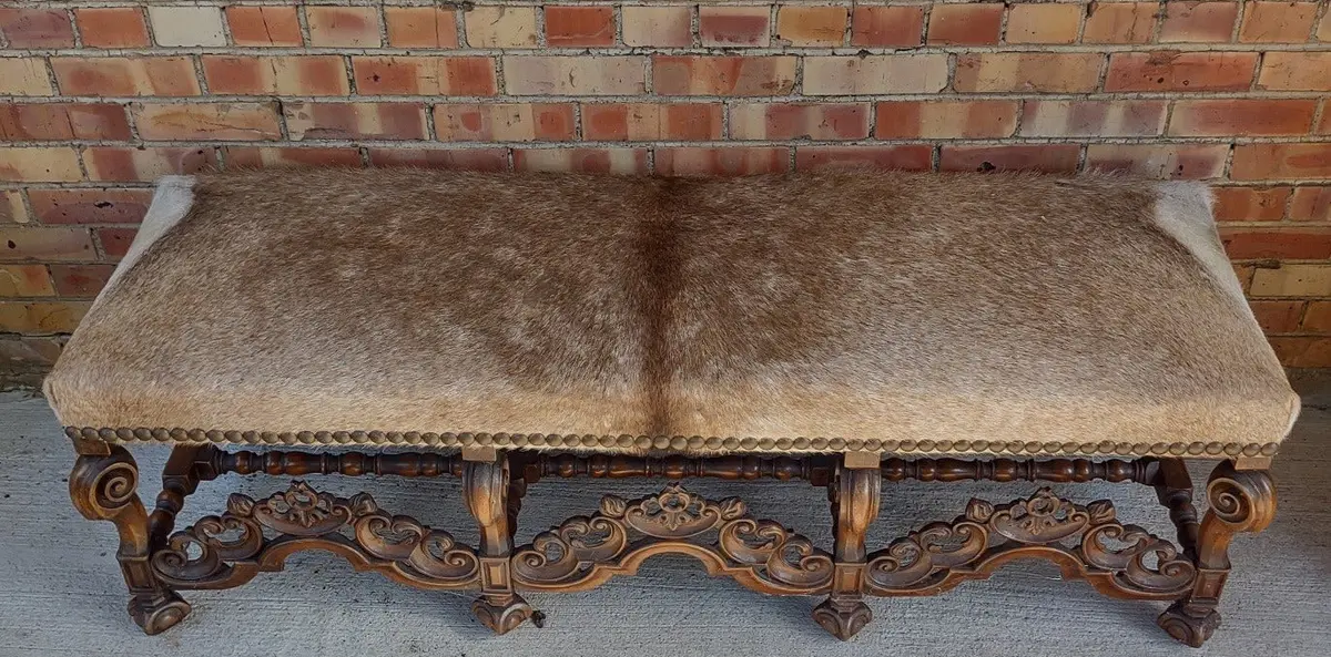 Large Hide Covered End Of Bed Bench 1