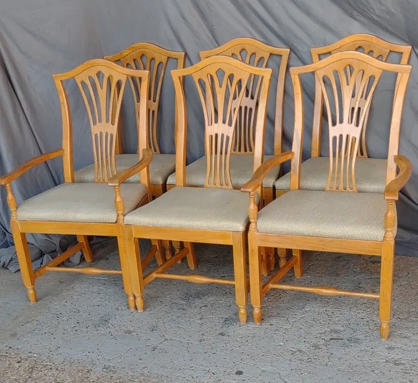 Set Of 6 Oak Dining Chairs By Drexel 1