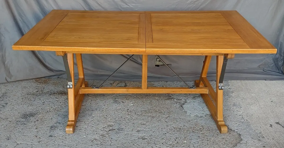 Oak Trestle Base Dining Table With Leaf By Drexel 1