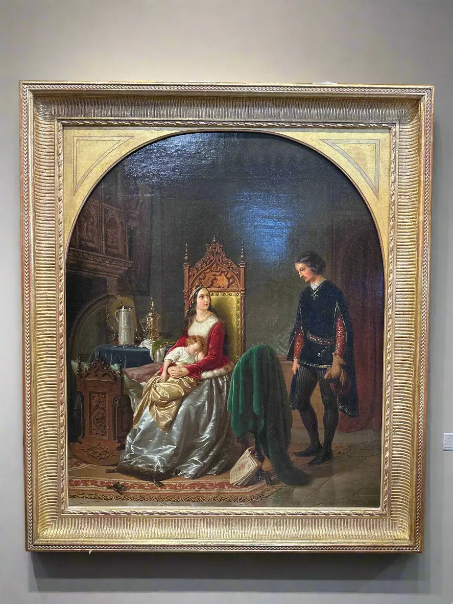 19Th Century Oil On Canvas Painting By Johann Geyer "Parents And Child" 1