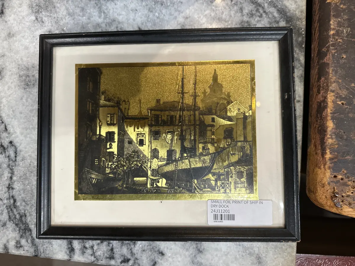 Small Foil Print Of Ship In Dry Dock 1