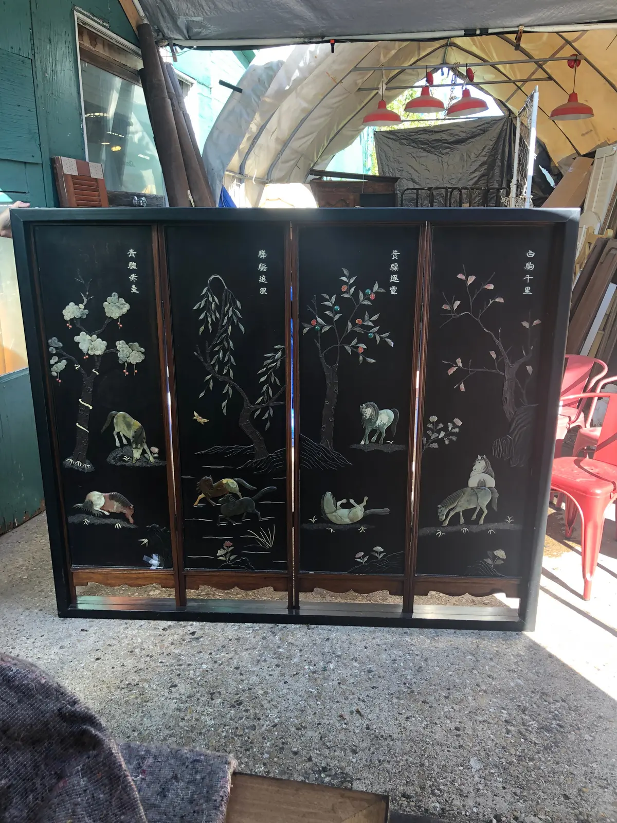 4 Panel Chinese Soap Stone   Screen 1