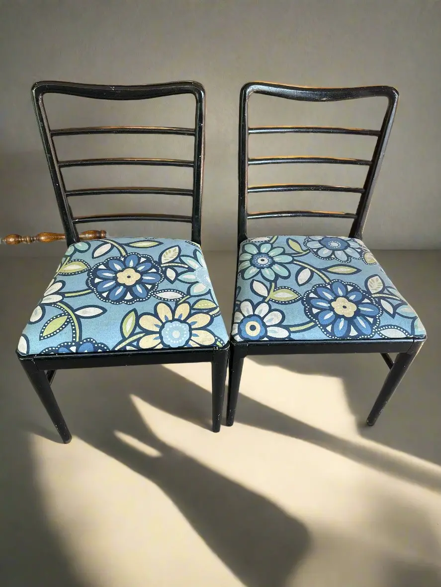 Pair Of Mid Century Black Chairs 1