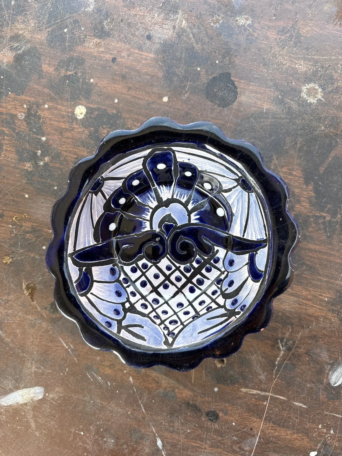 Small Blue Glazed Terracotta Bowl 1