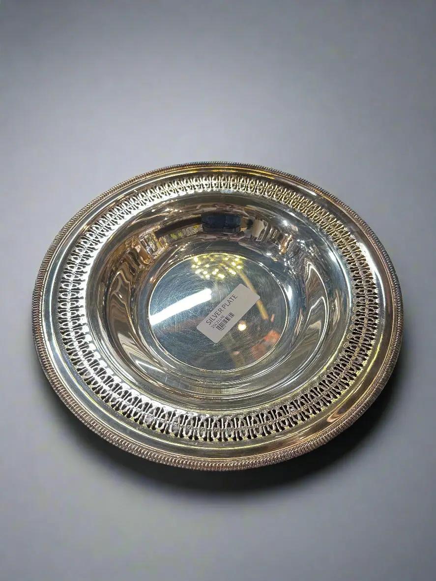 Silver Plate Reticulated Rim Bowl 1