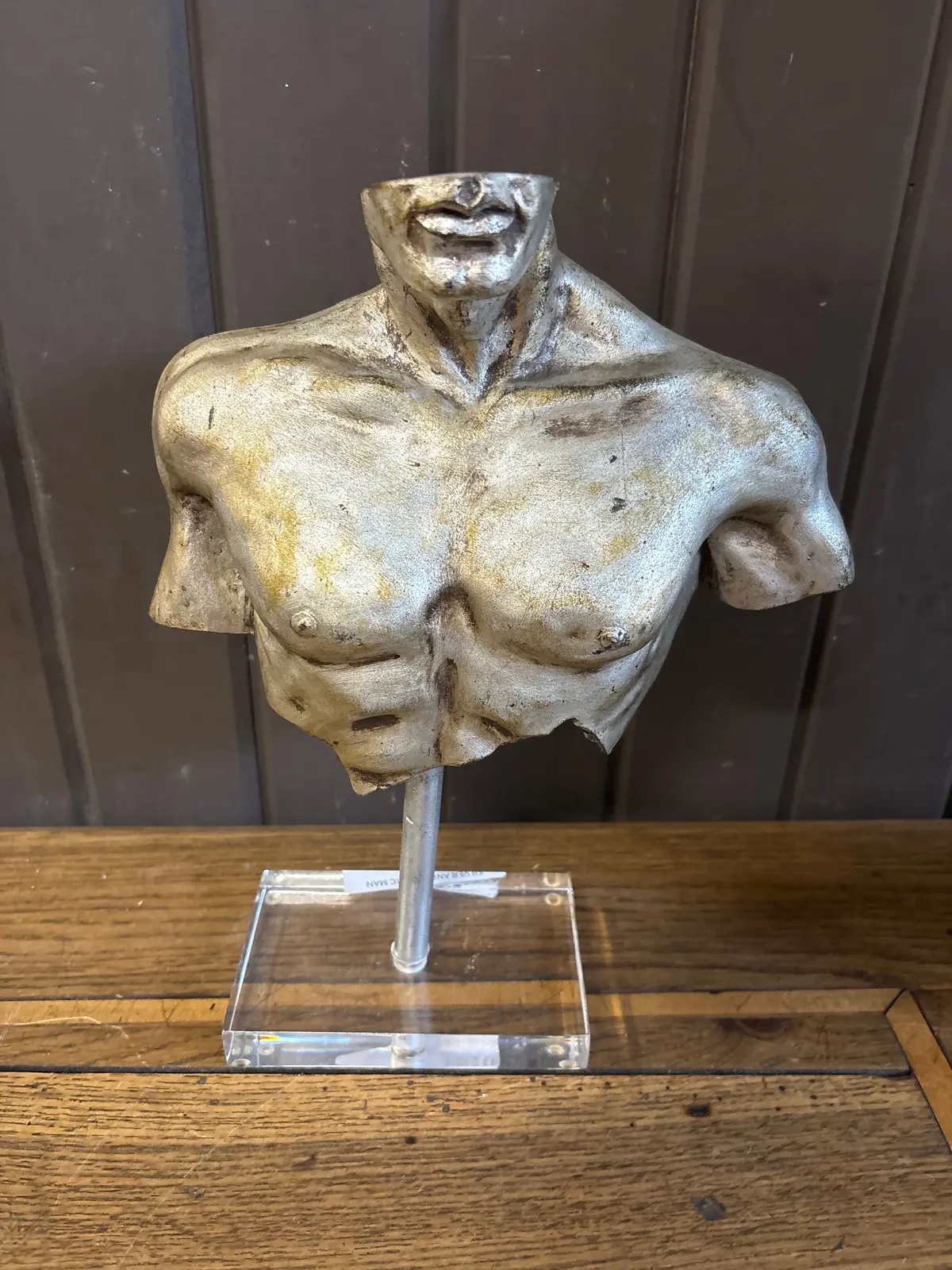 Silver And Acrylic Man Bust On Clear Stand 1