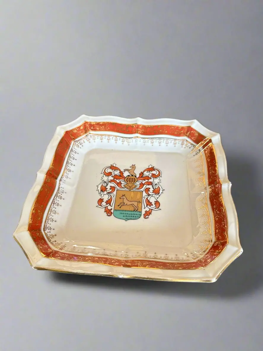Small Red And White Tray With Horses Made In Japan 1