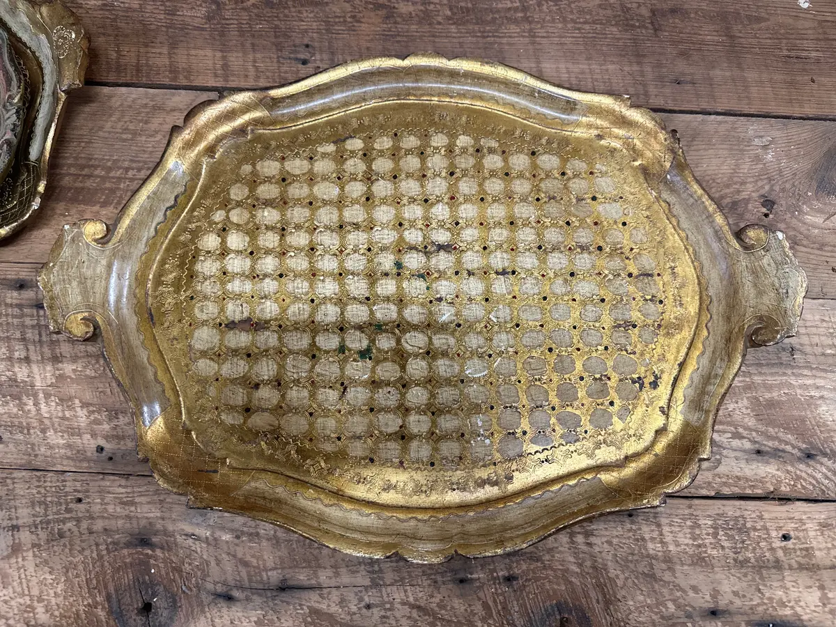Large Gold Florentine Tray 1