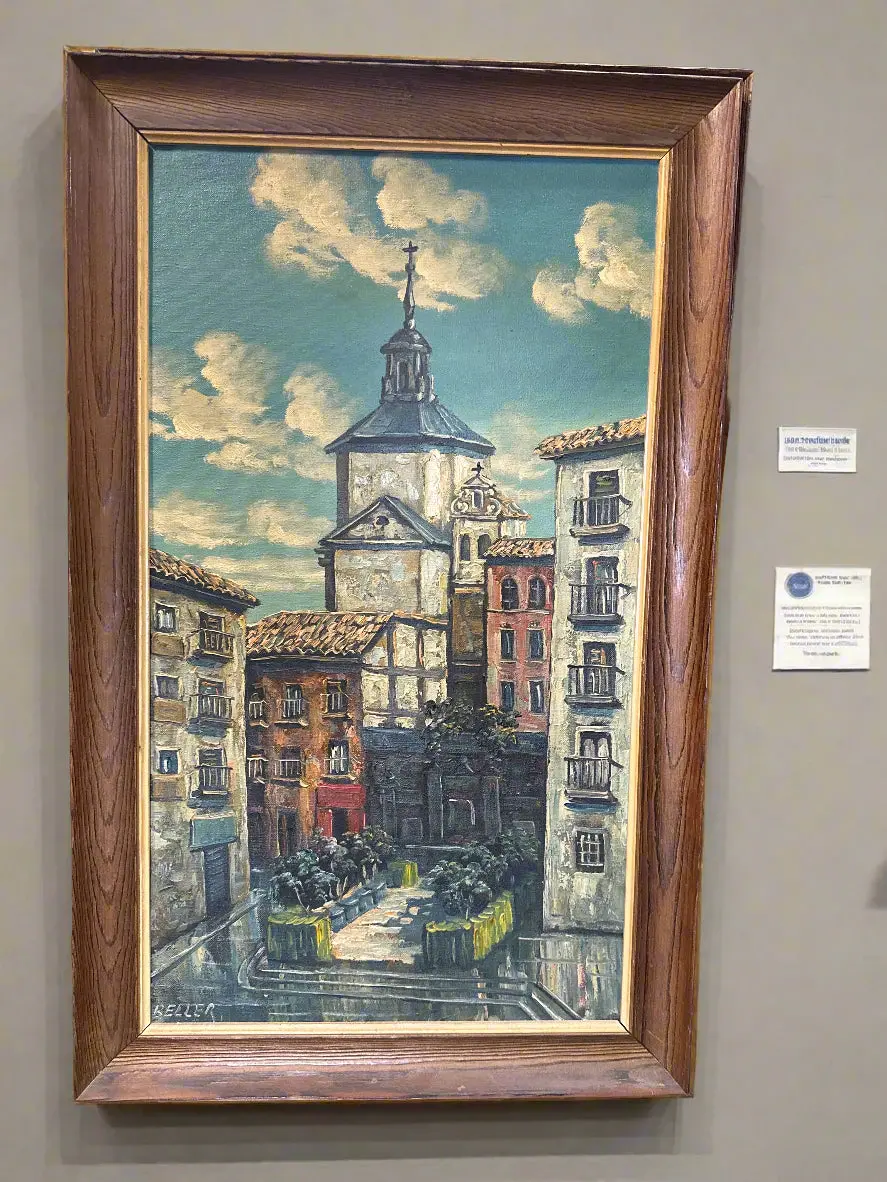 Framed Midcentury Cityscape Impassto Oil Painting On Canvas, Signed Ignacio Beller 1