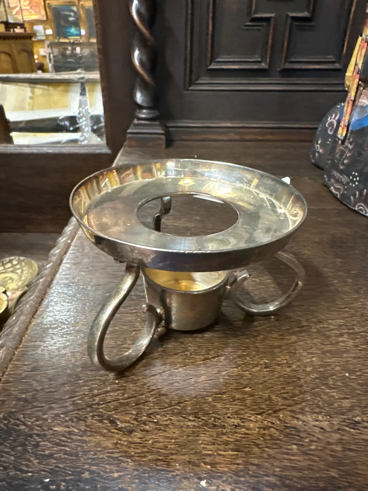 Silver Plate Warming Candle Holder 1