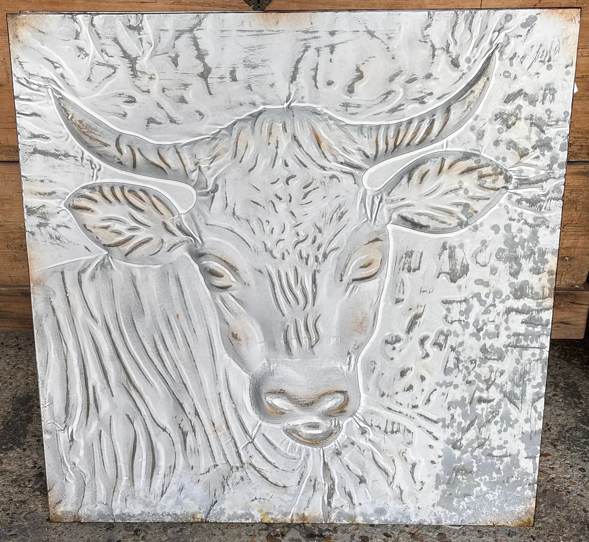 Tin Embossed Longhorn Panel 1 Of 2 1