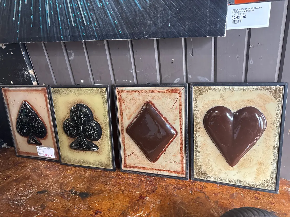 Set Of 4 Glass Card Motifs 1