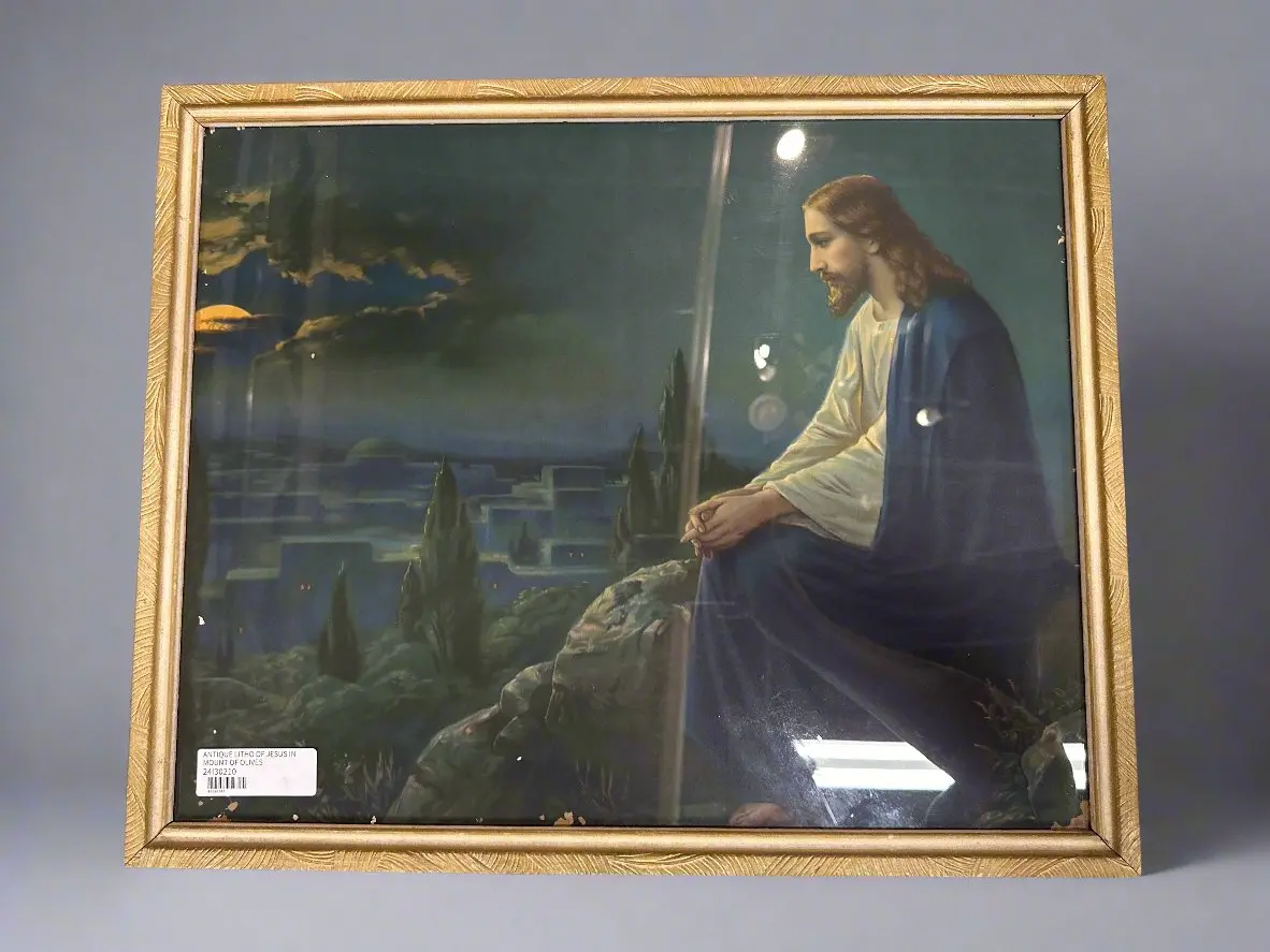 Antique Litho Of Jesus In Mount Of Olives 1