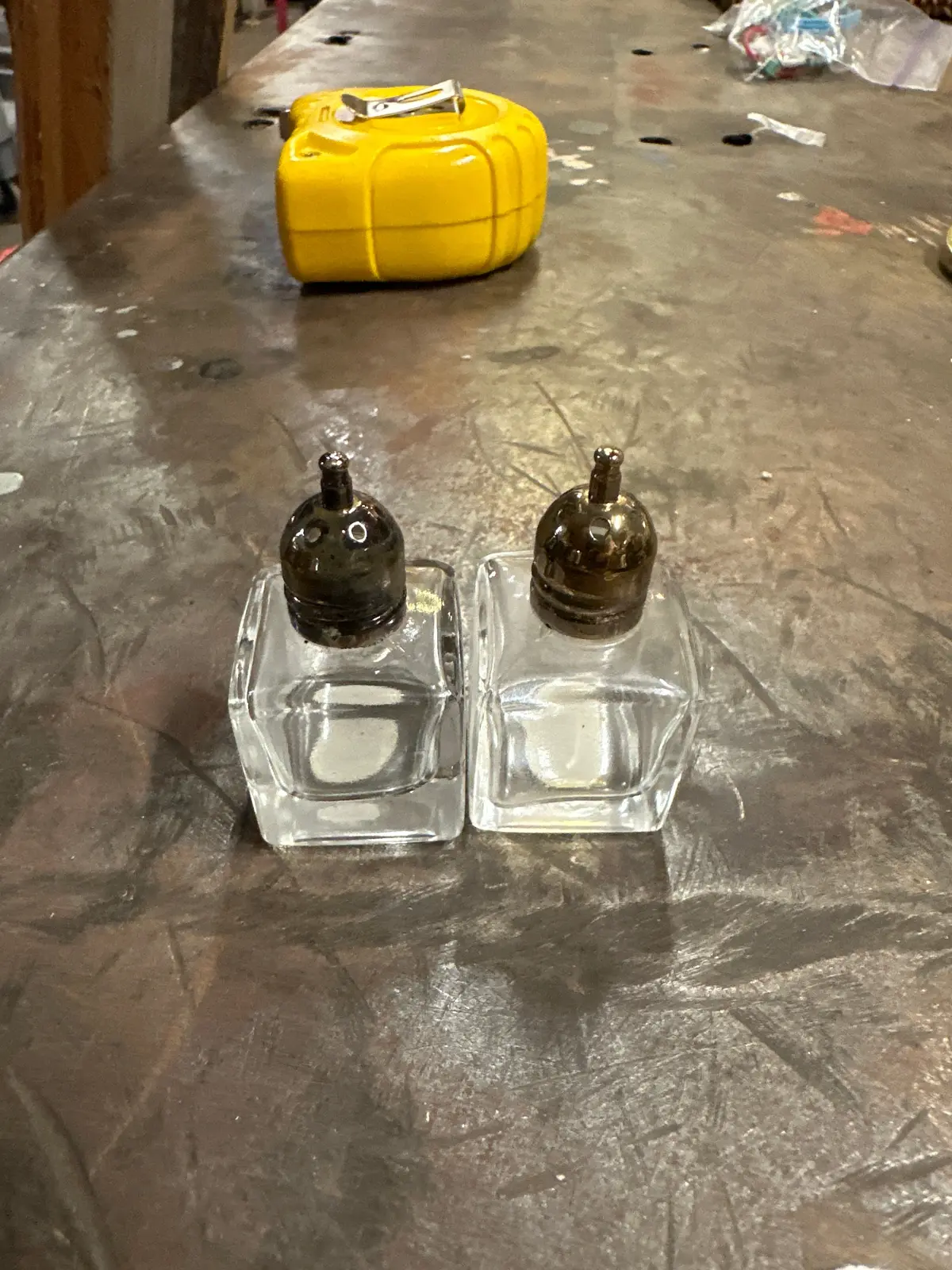 Pair Of Small Japanese Glass Salt And Pepper Shakers 1