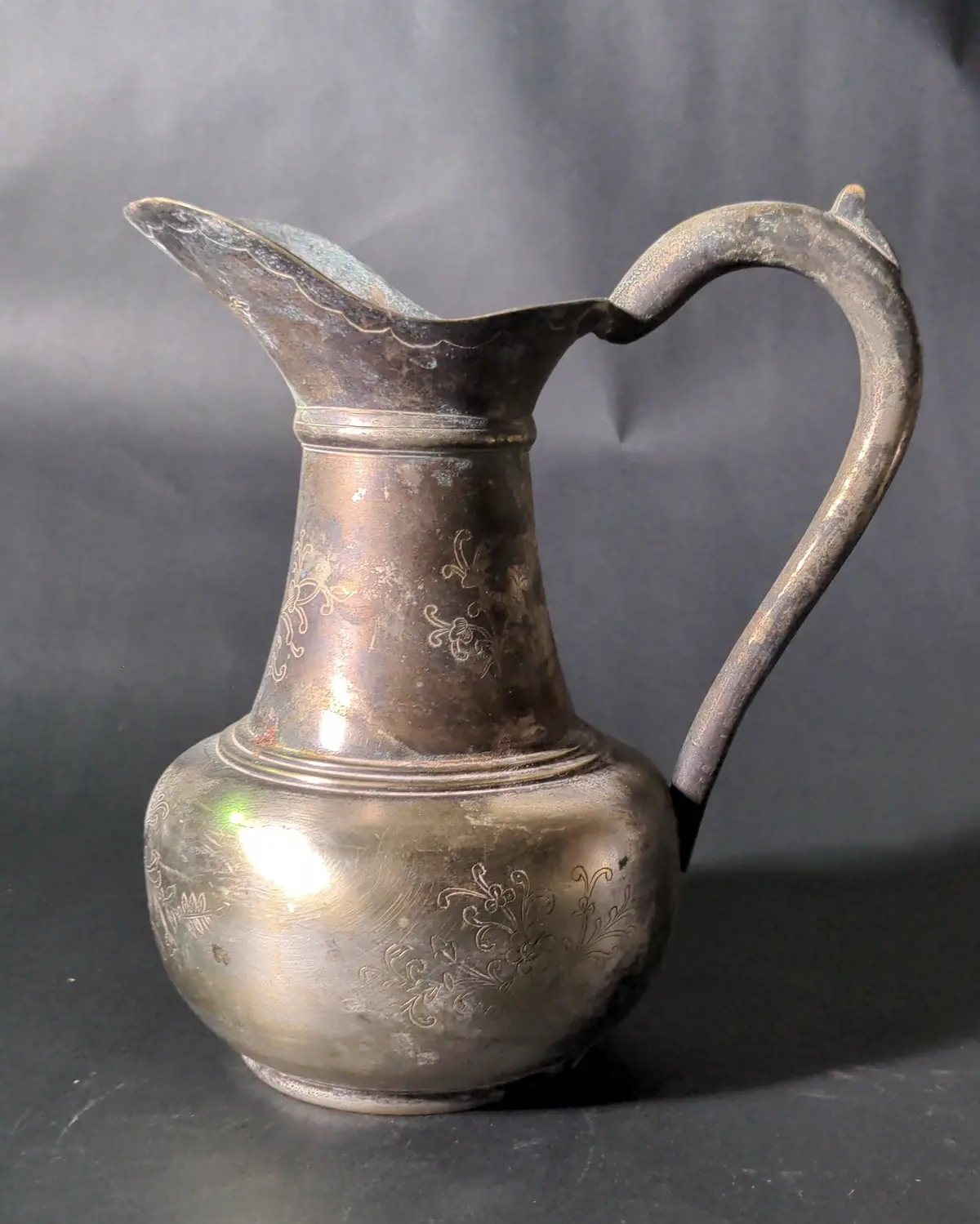 As Found Heavy Silver Plate Pitcher 1