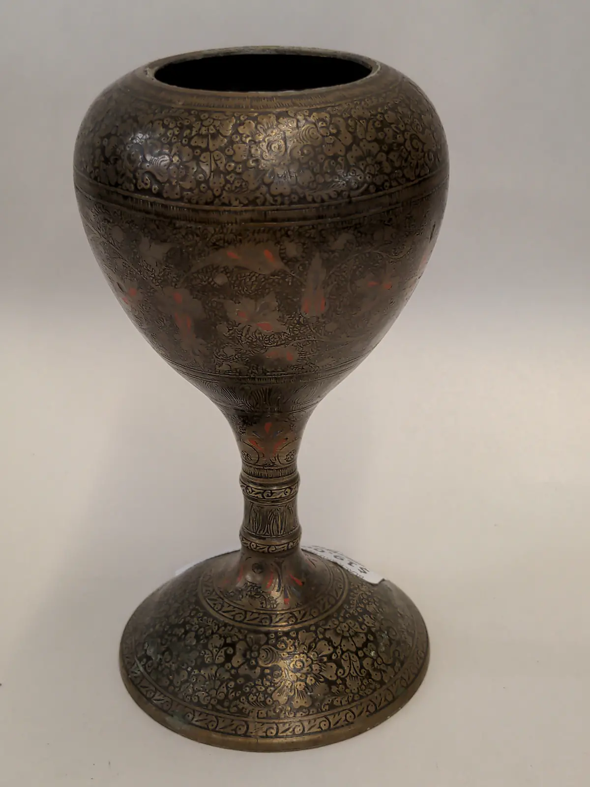 Black And Red Painted Indian Brass Vase 1
