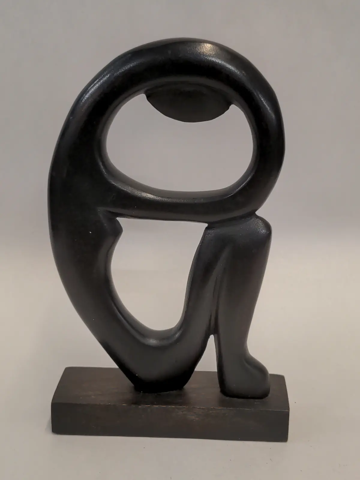 Wood Ebonized Sitting African Figure 1
