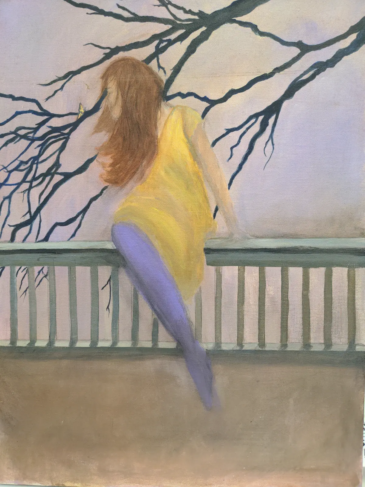 Unframed Portrait Painting Of Sitting Girl 1
