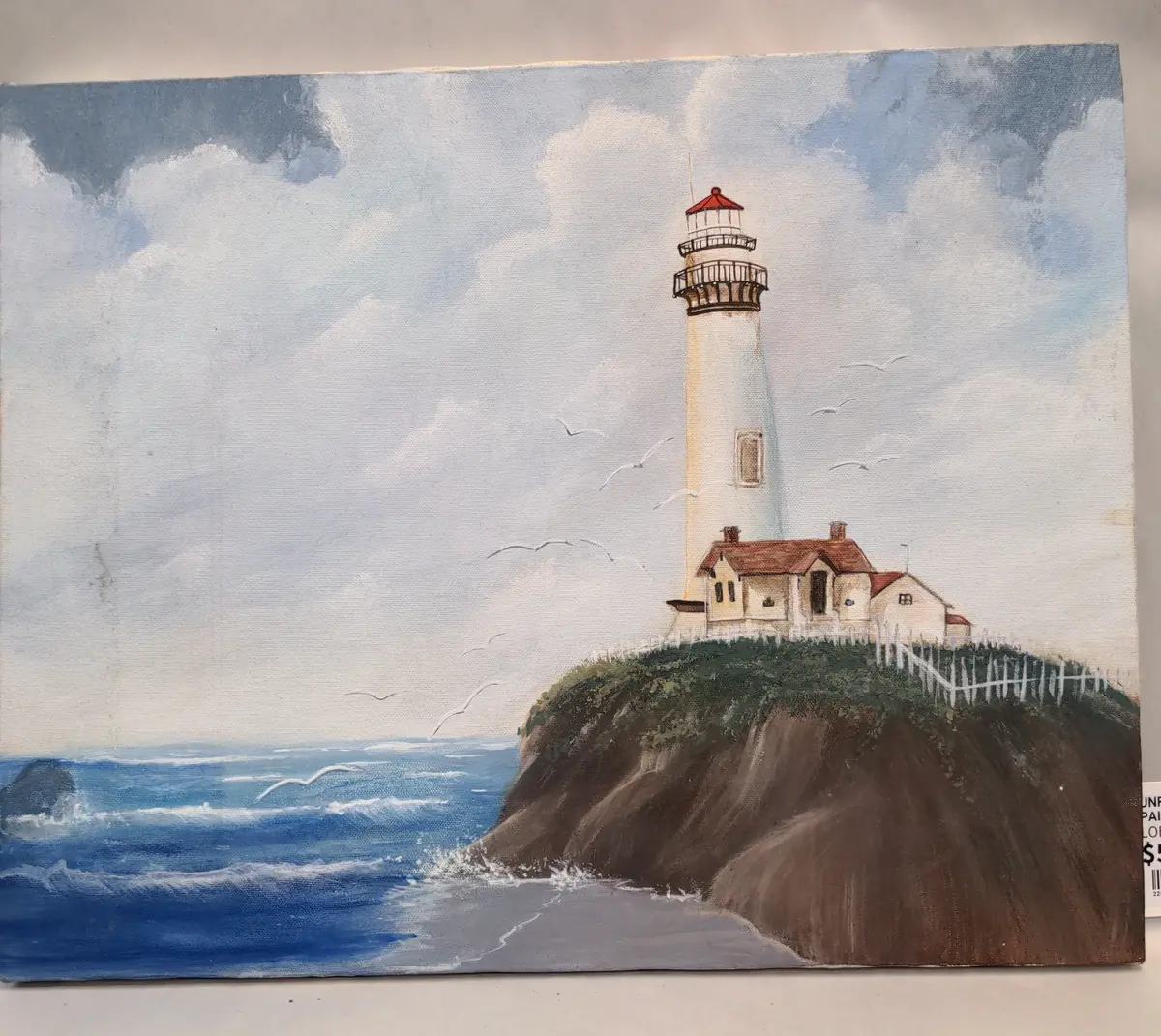 Unframed Light House Painting 1
