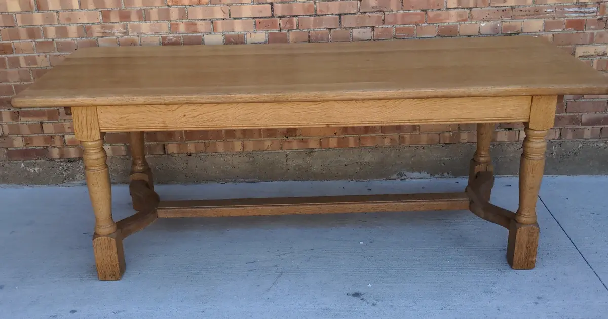 Light Oak Turn Leg Farm Table 1
