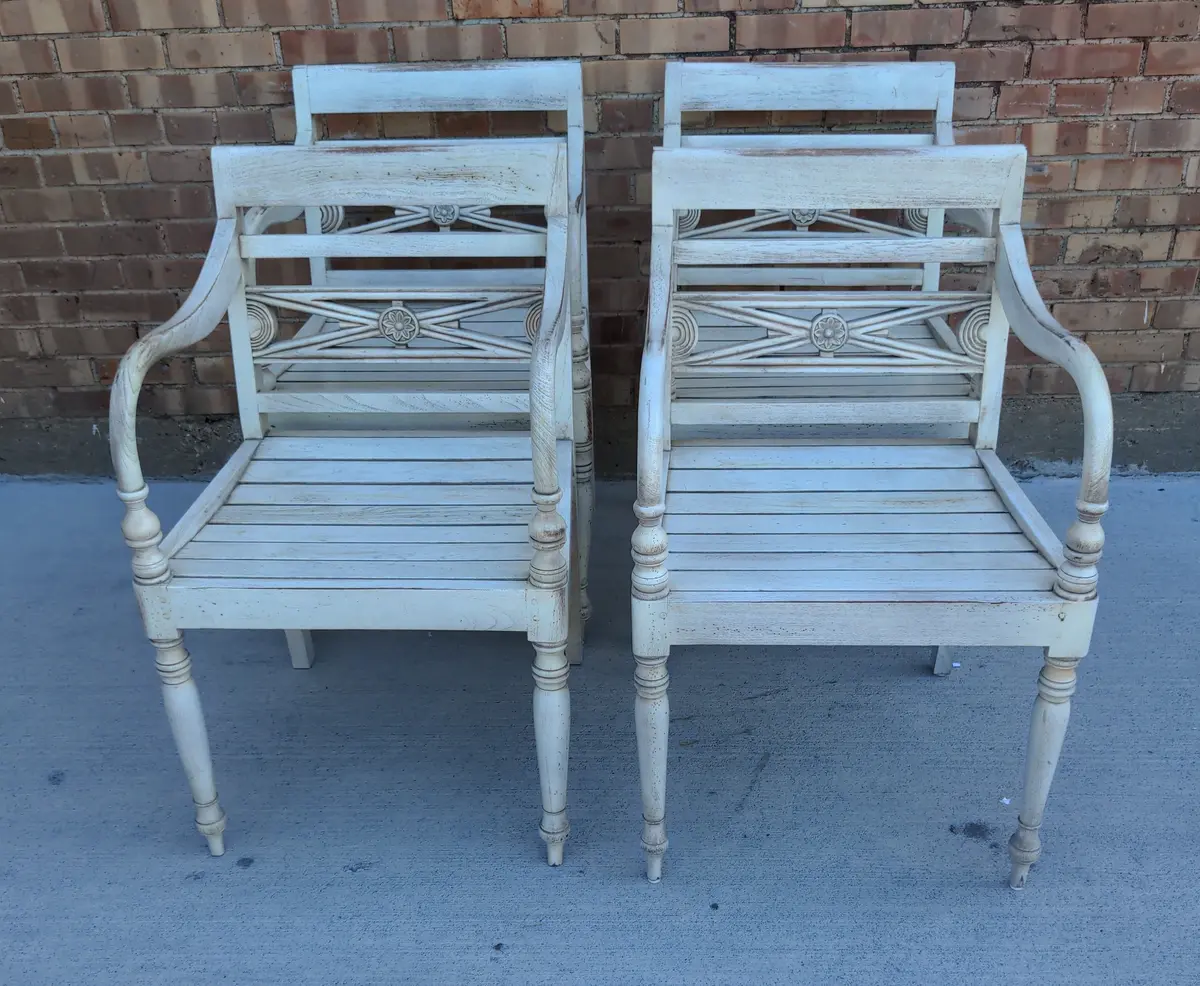 Set Of Four Painted Slat Back Empire Style Chairs 1