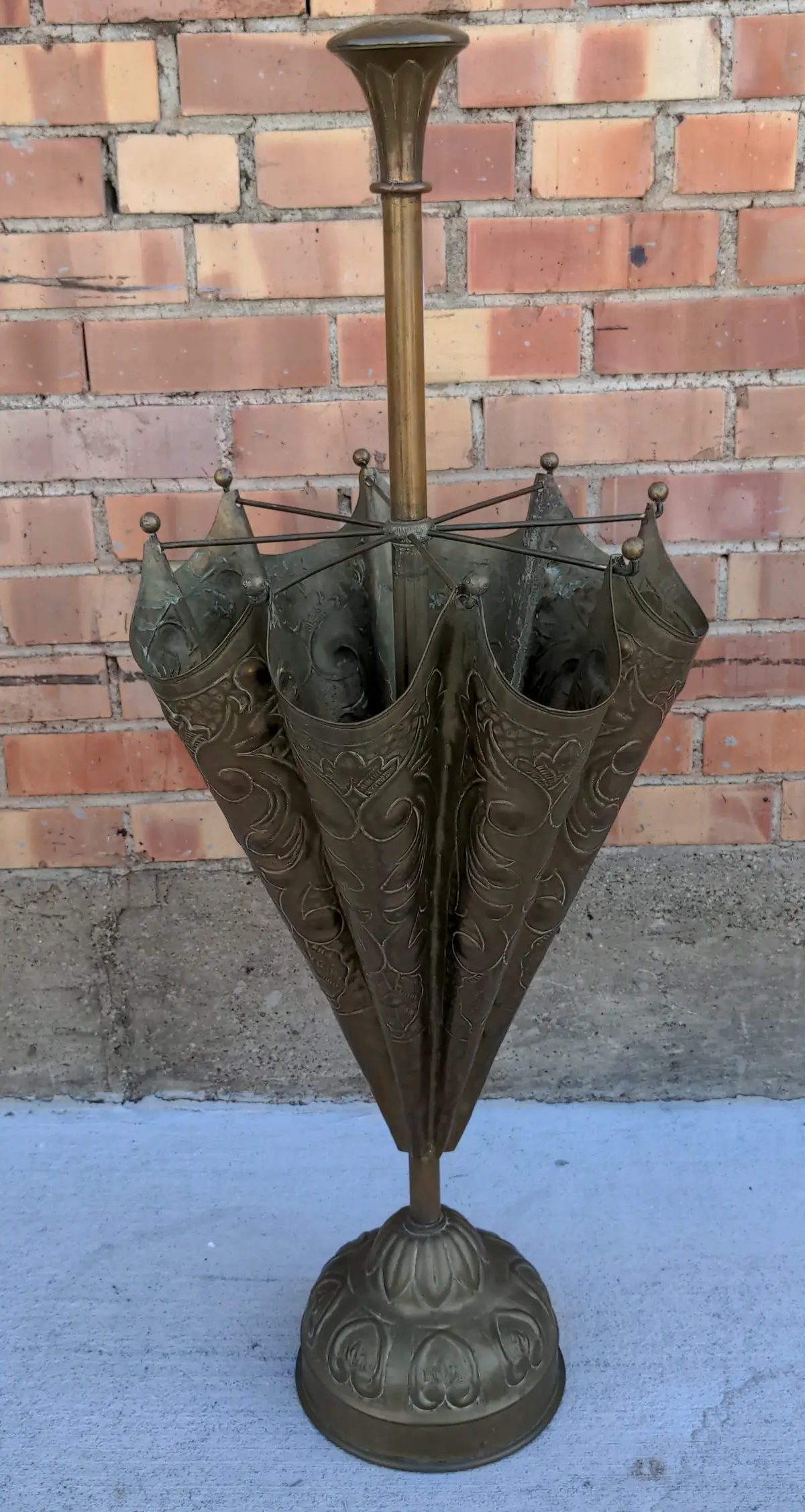 Tall Ornate Brass Umbrella Stand 1