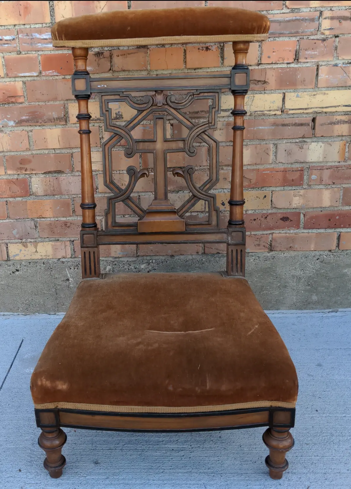 French Walnut Prie Dieu With Ebony Detail 1