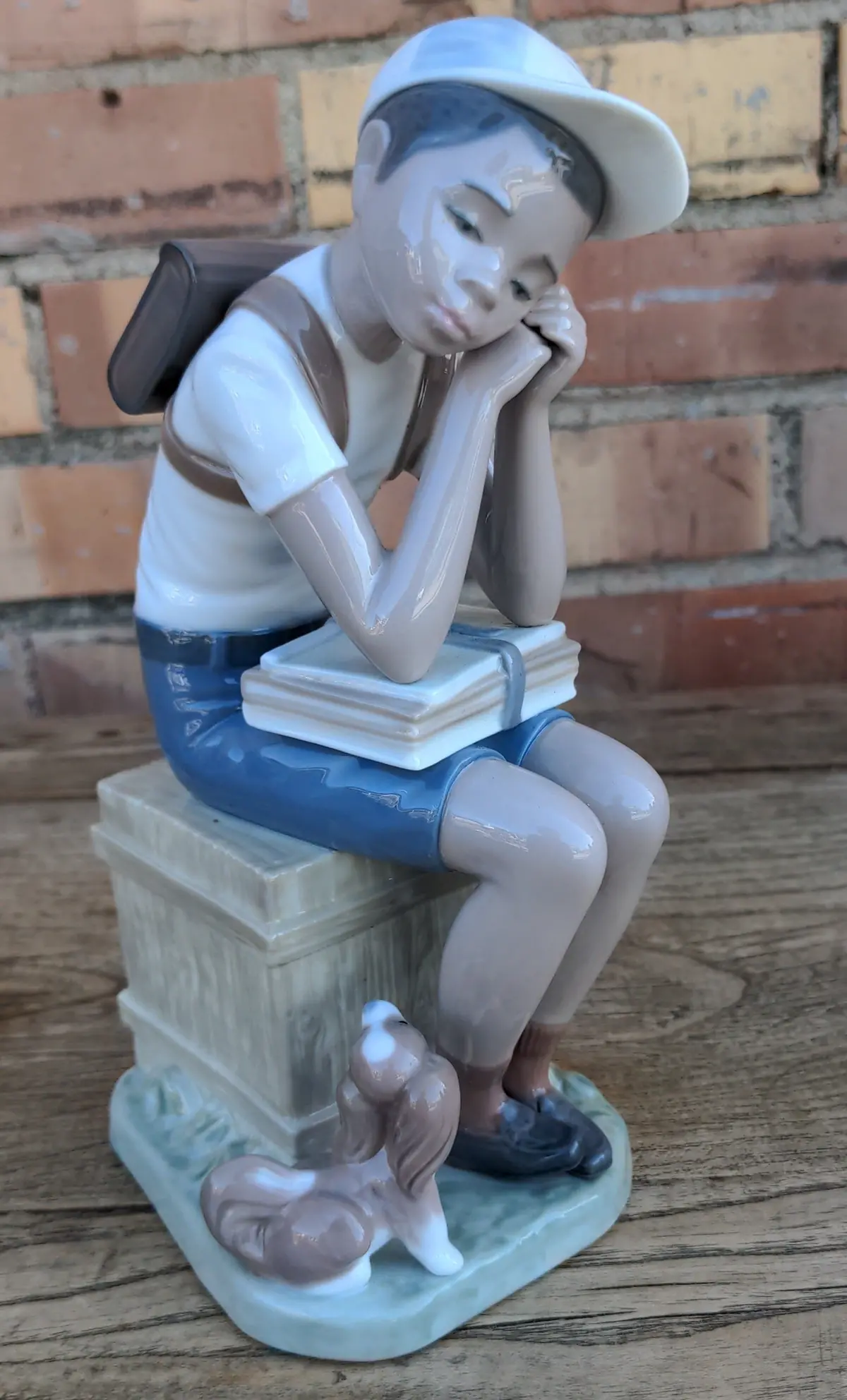 Lladro Figure Of Boy And His Dog Sitting 1