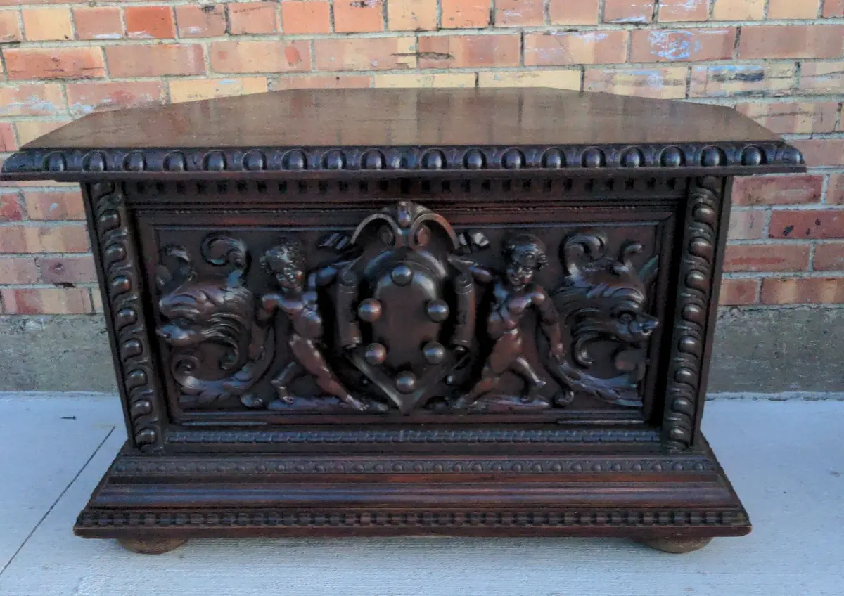 Putti Carved Dark Oak Corner Table 1