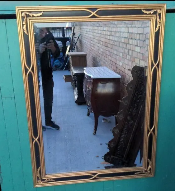 Large Gold And Black Not Old Beveled Mirror 1
