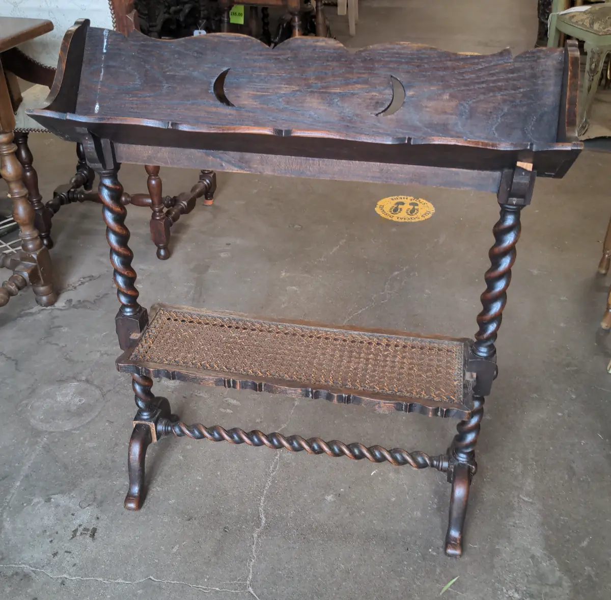 Barely Twist Book Trough With Caned Shelf 1