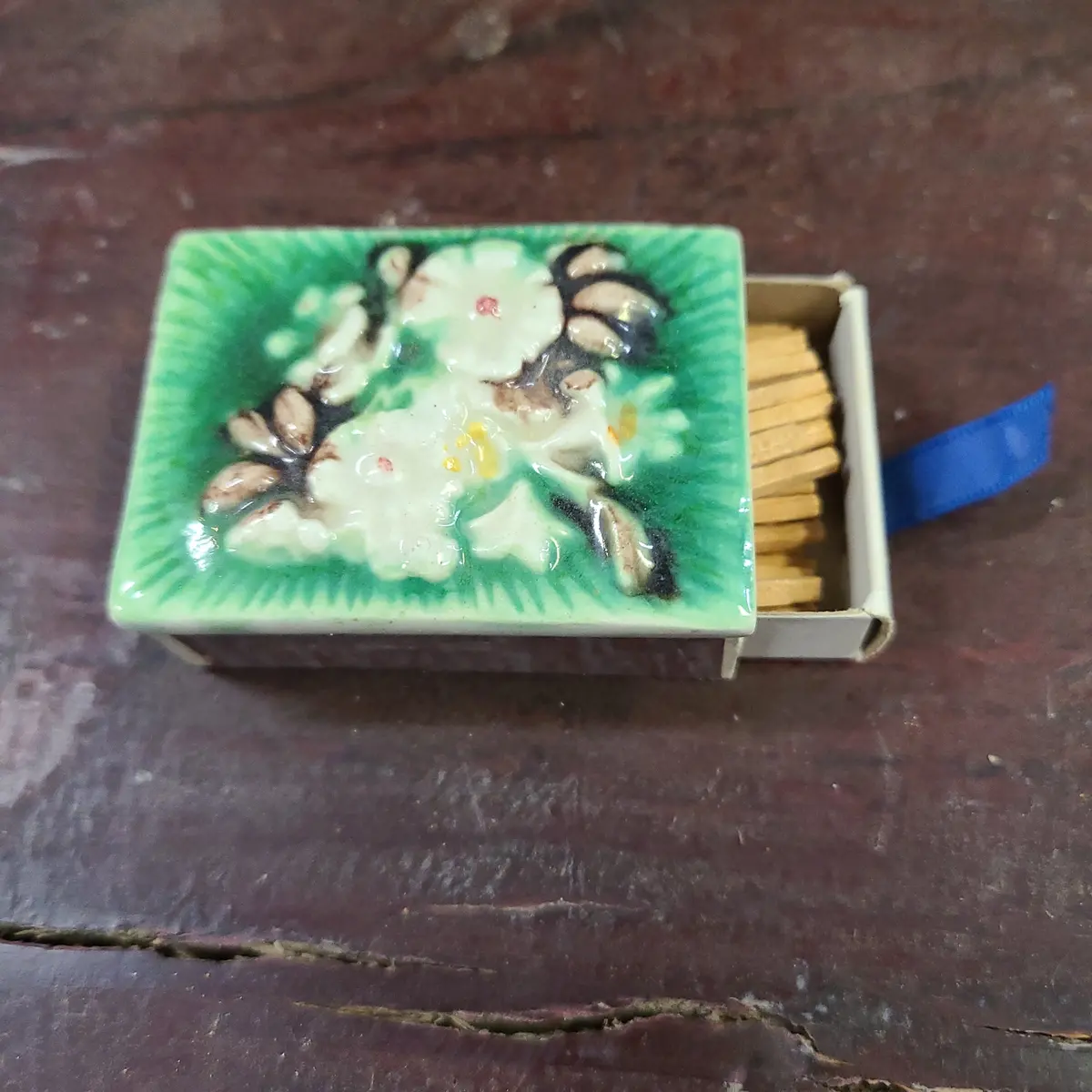 Floral Green Match Box 1