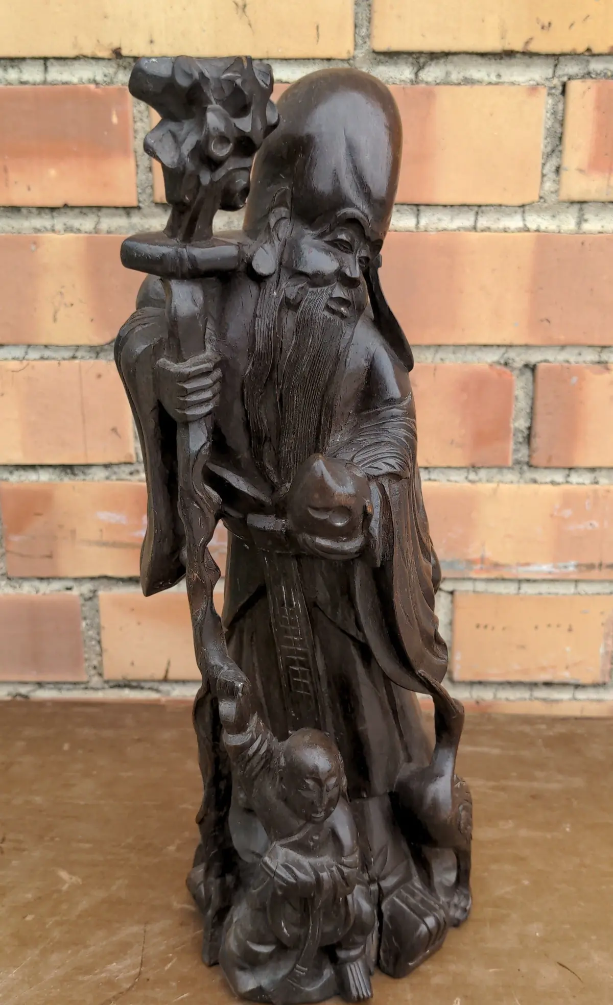 Asian Carved Wood Fire God Figure 1