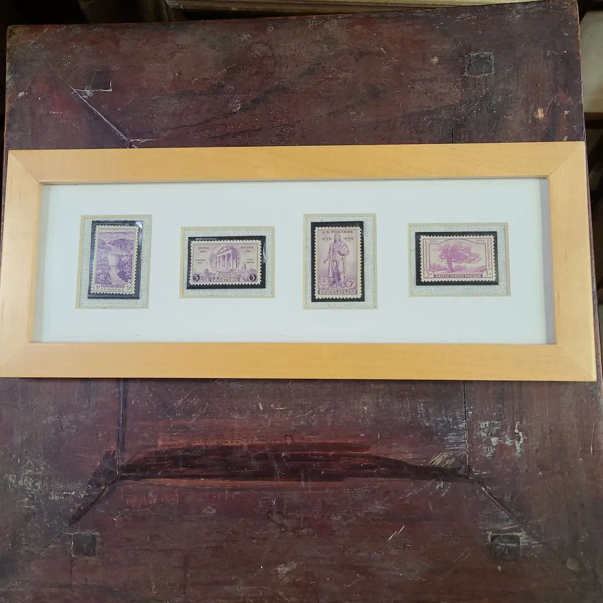 Framed Stamps With 4 Lavender Stamps 1