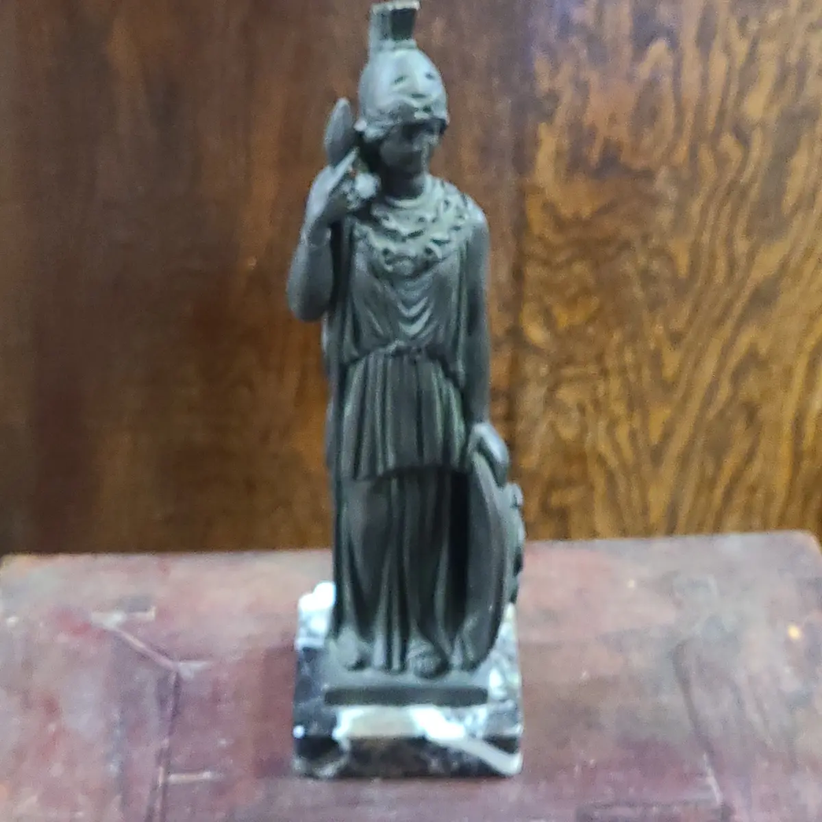 Warrior Statue On Marble Base As Is 1