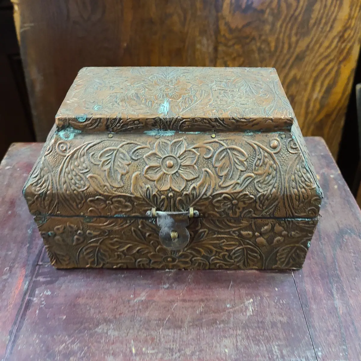 Ornate Pressed Copper Clad Box 1