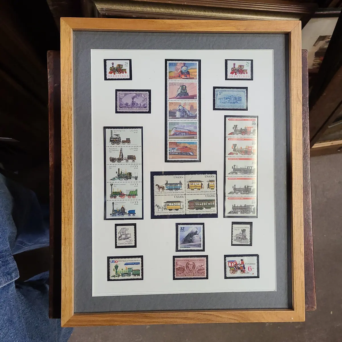 Framed Collection Of Railroad Stamps 1