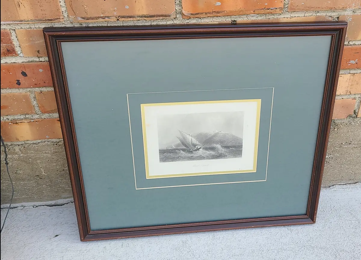 Etching Of Sailing Ship On Heavy Seas 1