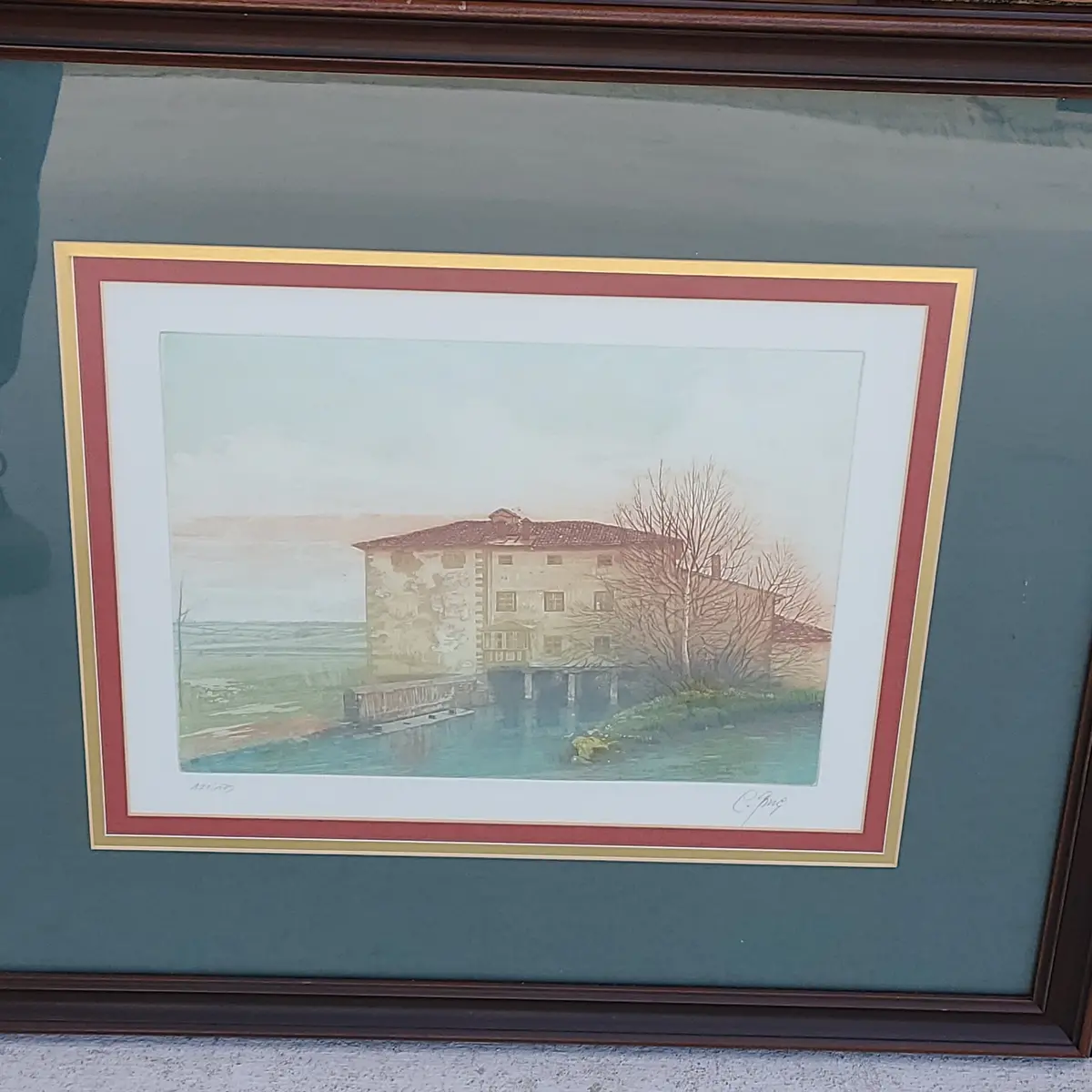 Framed Color Litho Of Mill 1
