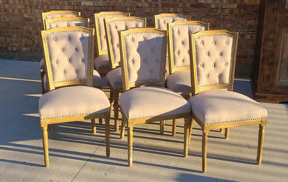 Set Of 9 Tufted Back Dining Chairs 1