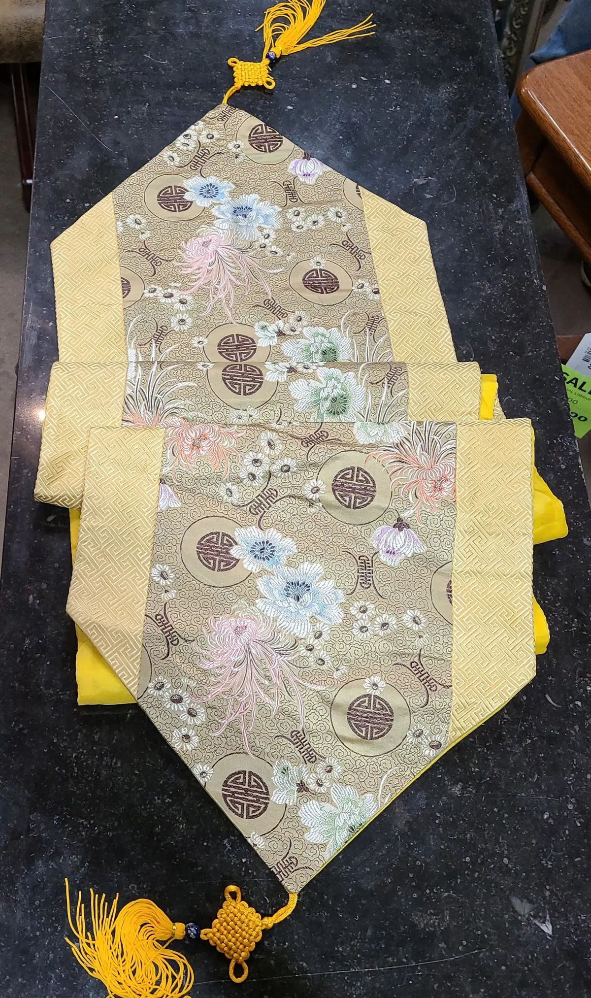 Long Yellow Chinese Table Runner 1