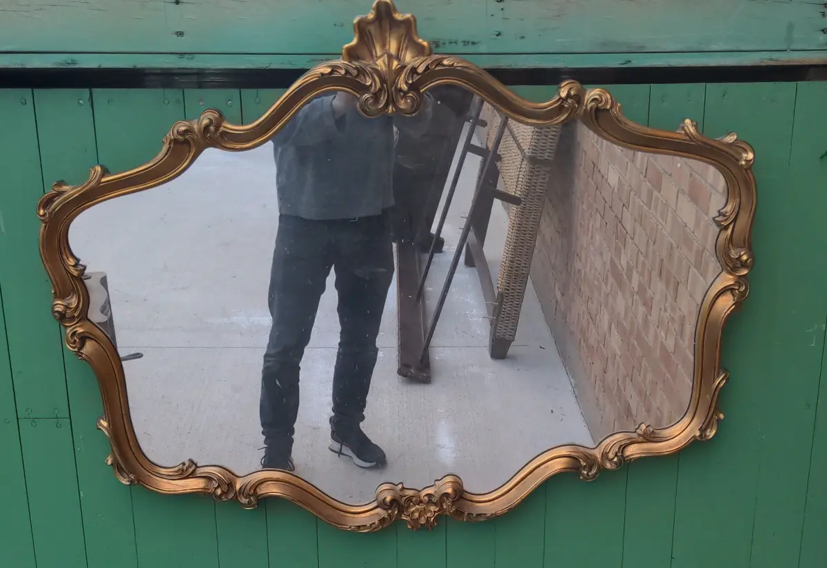 Composition Framed Louis Xv Style Mirror With Shell Carving 1