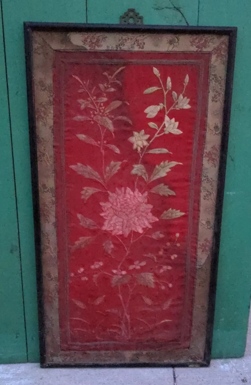 Black Framed Flower Embroidery As Found 1