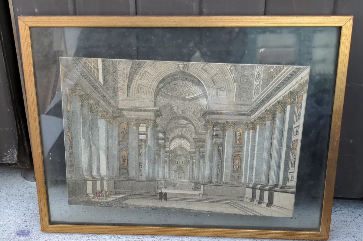 Painting Of A Cathedral Mounted On Glass 1