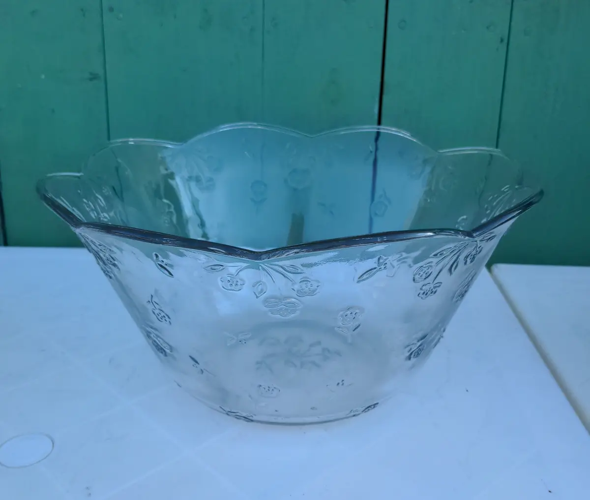 Large Pressed Glass Punch Bowl Or Salad Bowl 1