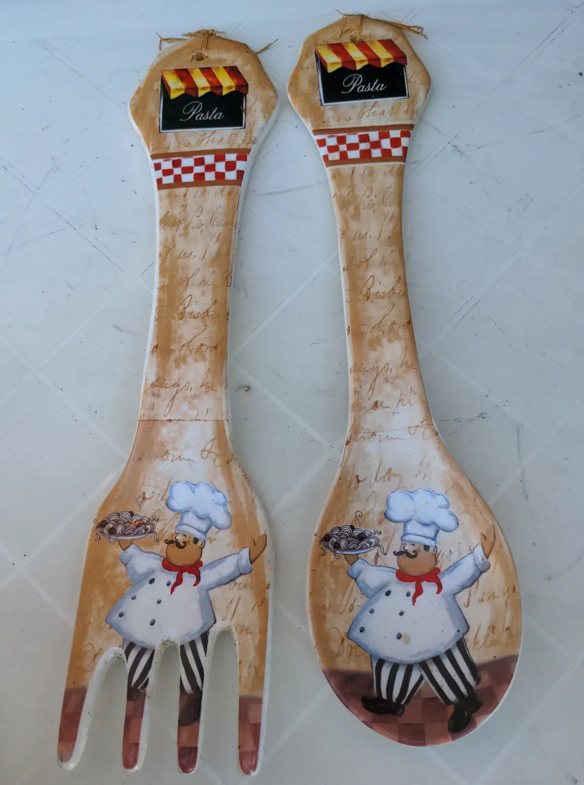 Large Ceramic Chef Spoon And Fork Wall Hangers 1