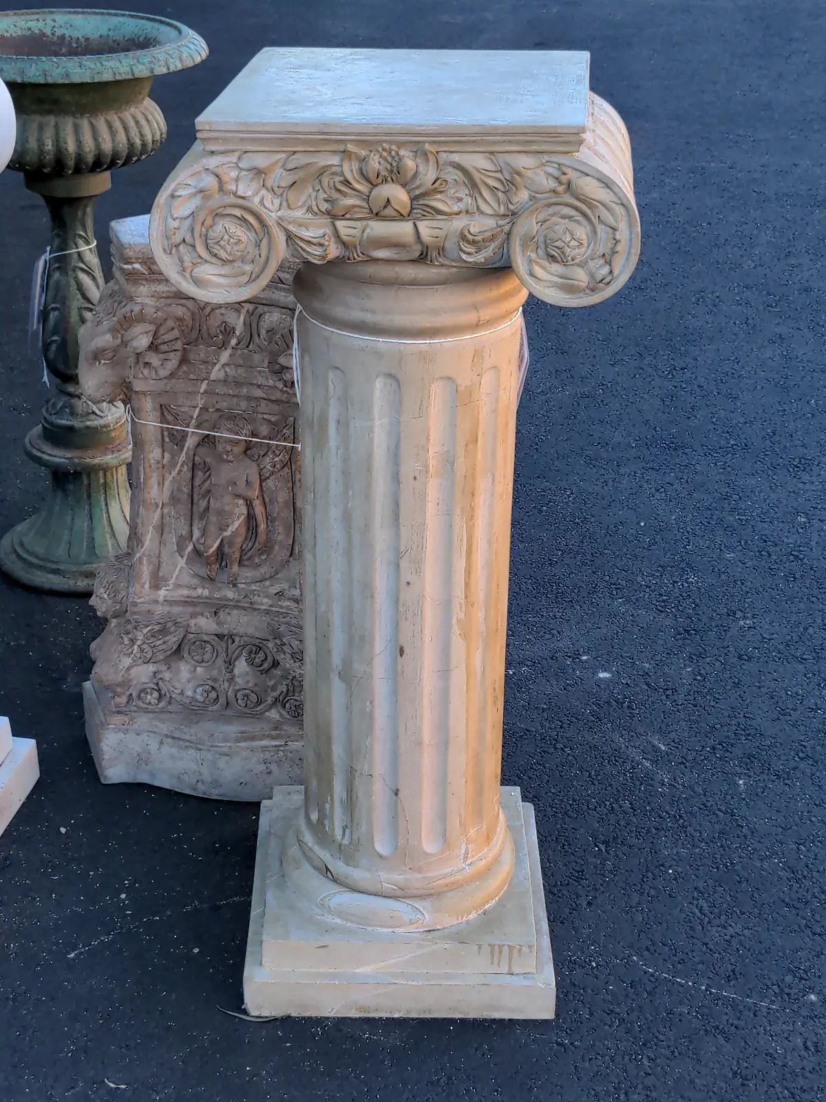 Brown Marble Tall Pedestal 1