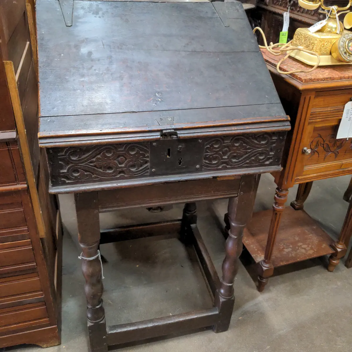 18Th Century Bible Box Or Slant Desk On Stand 1