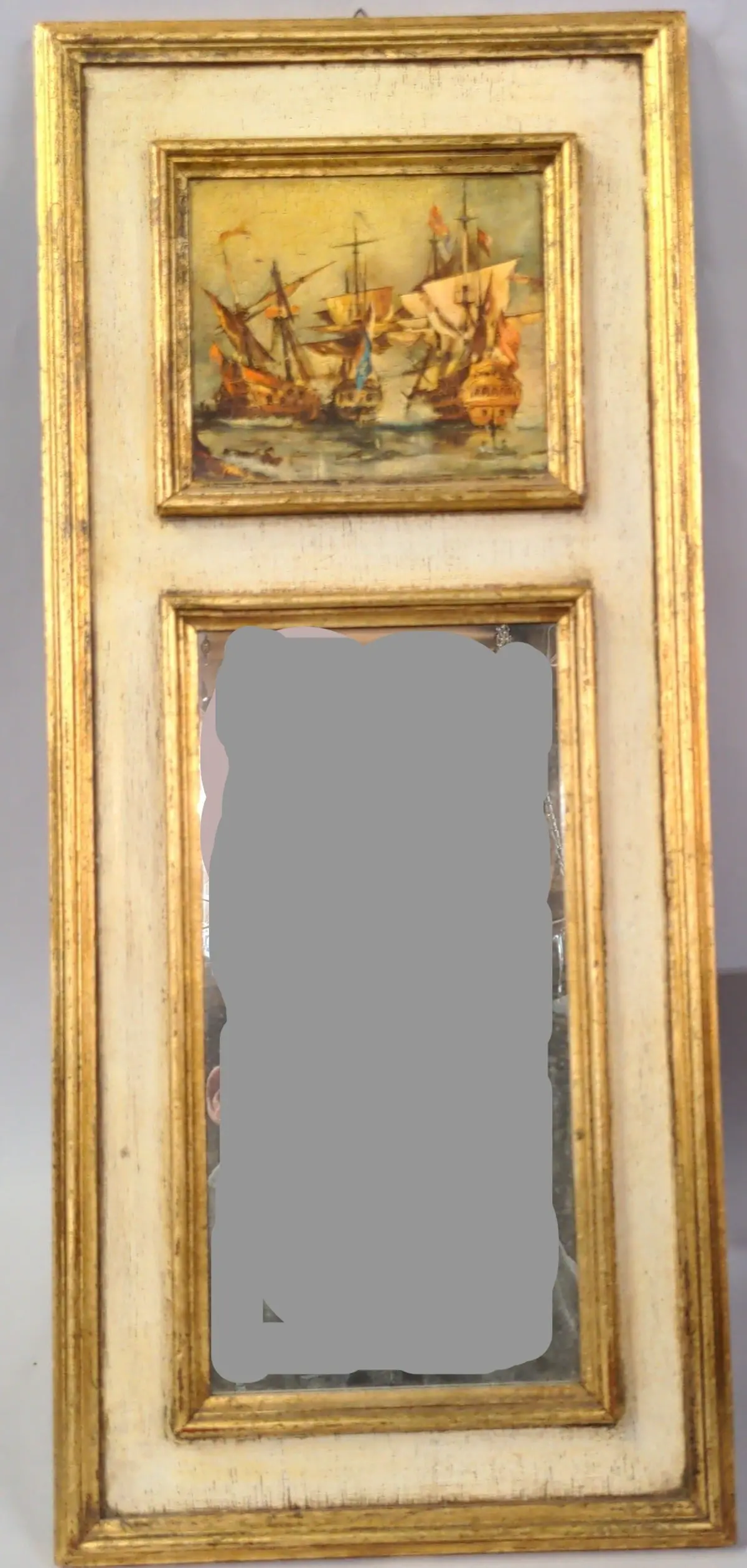 Small Florentine Gilt Mirror With Harbor Painting 1