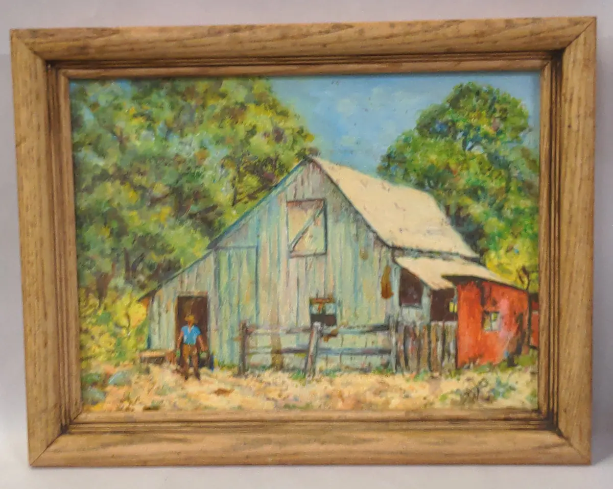 Primitive Barn Oil Painting 1